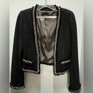 Forever 21 Black Blazer with Gold Chain Detail